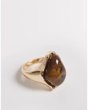 ASOS Ring Met Imitatie Tijgeroog - Naturel