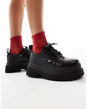 Buffalo Scarpe Stringate Nere Con Suola Spessa - Nero