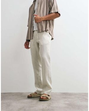 GANT Regular Fit Linen Trousers - White