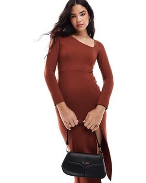 Closet Asymmetric Pencil Midi Dress - Red