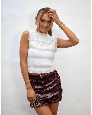 South Beach X misha grimes – gerafftes cropped oberteil - Weiß