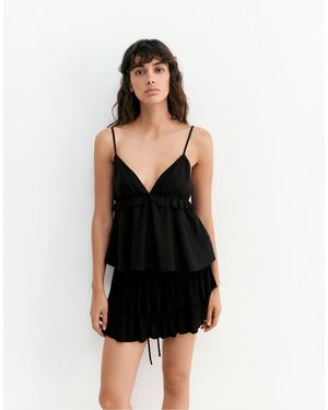 Pull&Bear Skort Met Ruches - Zwart