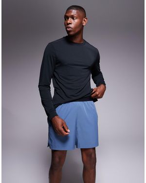 4505 5" Running Shorts With Elastic Waist And Zippered Phone Pocket - Blue