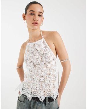 Motel Irina Woven Halter Top - White
