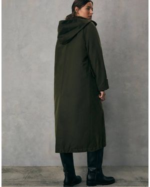 Stradivarius Long Waxed Parka With Detachable Hood - Grey