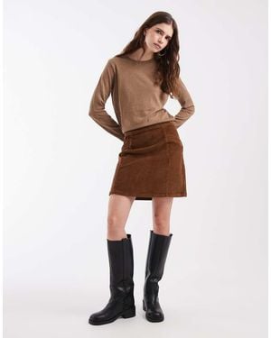 Vero Moda Minirok Van Ribfluweel Met Hoge Taille - Naturel