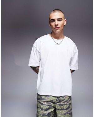 ASOS Camiseta Blanca Extragrande Con Cuello Abierto De Tejido Grueso De - Gris