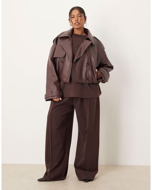 ASOS Asos Design Curve Interlock Wide Leg Trouser - Brown