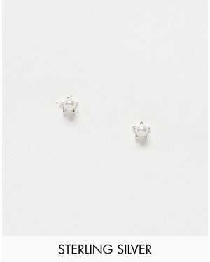 Kingsley Ryan Sterling Pearl Star Stud Earrings - Metallic