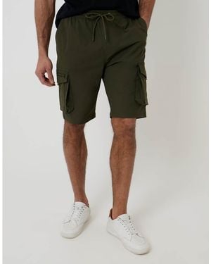 Threadbare Pantalones Cortos Caquis Cargo Con Cordón Ajustable En La Cintura De -Verde