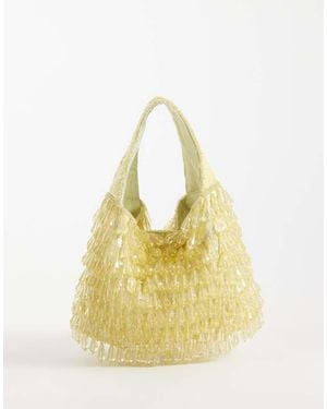 ASOS Pochette A Mano Gialla Con Perline A Goccia - Metallizzato