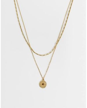 ASOS Collana Con Pendente A Moneta E Catenina - Metallizzato
