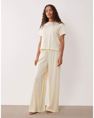 ASOS Asos Design Petite Mix & Match Cotton Pajama Trouser - Natural