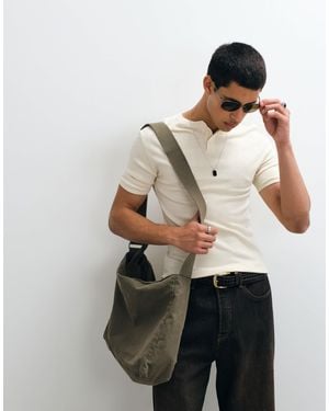 ASOS Muskelshirt mit henley-ausschnitt - Natur