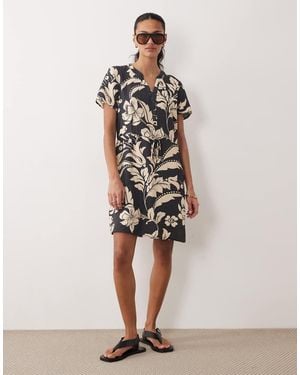 Jdy V Neck Tie Waist Mini Dress - Natural