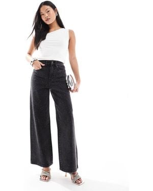 Only Petite Hope Wide Leg Jeans With Rhinestones - Blue