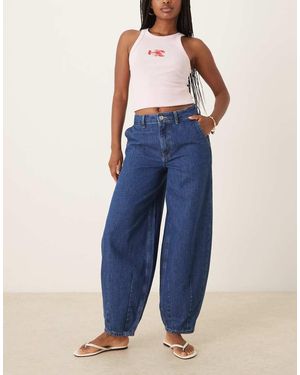 ASOS Denim Jeans Met Wijde Ronde Pijpen En Afgeronde Zoom - Blauw