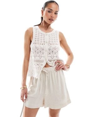 Brave Soul Knitted Textured Waistcoat - White