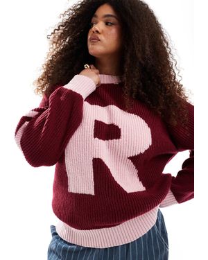 Renee Studio Renée studio plus – exklusiver gerippter college-pullover - Rot