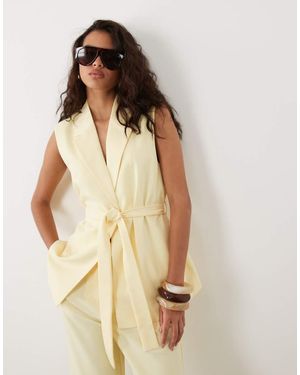 Vila Elegant Gilet Met Gestrikte Taille - Naturel