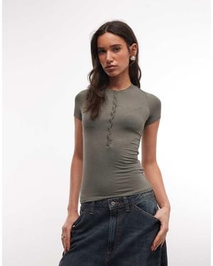 Weekday Slim Fit Henley T-shirt - Green