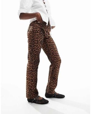 Miss Selfridge Leopard Straight Leg Jean - Multicolour