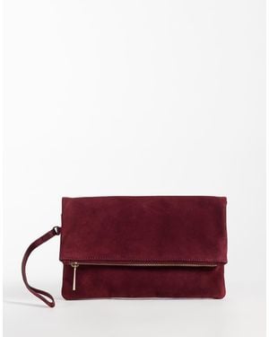 Accessorize Suède Clutch Met Omslag - Paars