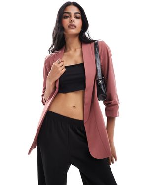 Pieces Blazer With Ruched Sleeves - Red