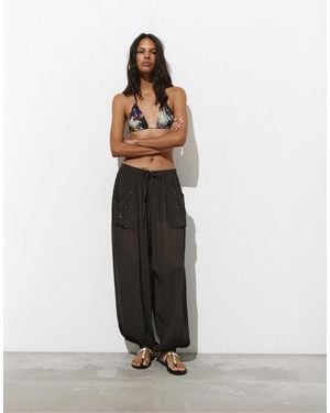 Pull&Bear – sarouel-hose - Weiß