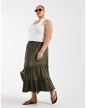 ONLY Tiered Midaxi Skirt - White