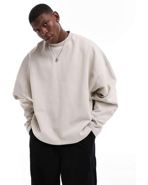 ASOS Felpa Girocollo Pesante Super Oversize Color Sabbia - Grigio
