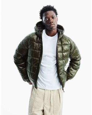 Bershka Gesteppte jacke mit karomuster - Grün