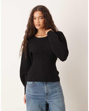 Gina Tricot Knitted Sculpted Top - Black