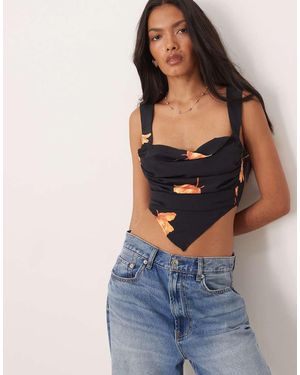 Glamorous Tie-Back Crop-Top - Blue