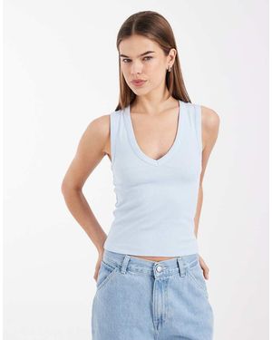 ASOS Ribbed V Neck Vest - White