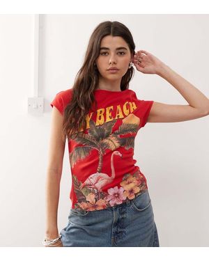 Collusion Baby T-Shirt Met Bay Strand Print - Rood