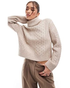 New Look Cable Roll Neck Jumper - Grey