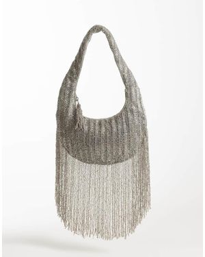 ASOS Bolso De Hombro Con Borlas Y Adornos De - Blanco