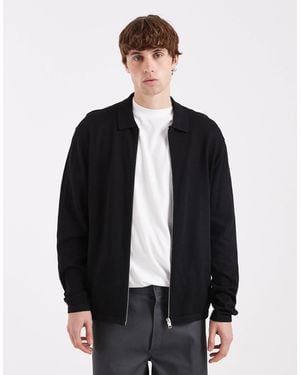 Jack & Jones Knitted Zip Cardigan - Black
