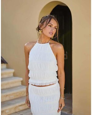 South Beach Top Playero Corto Fruncido De X Misha Grimes (Parte De Un Conjunto) - Blanco