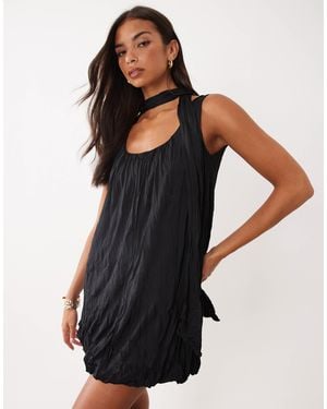 ASOS Crinkle Scarf Mini Dress - Black