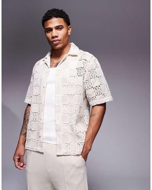 ASOS Camisa Beis De Corte Cuadrado Suelto De Croché Premium De - Multicolor