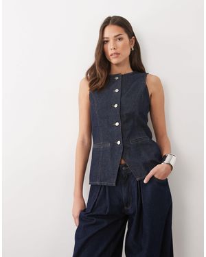 Threadbare Crew Neck Denim Waistcoat - Blue