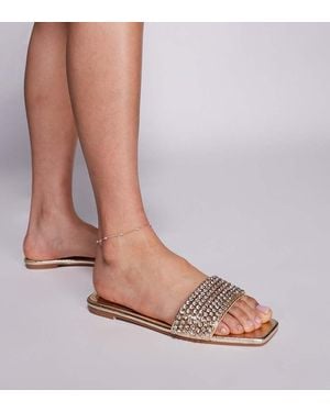 SIMMI Sandalias Planas Con Diseño De Strass Paison De Simmi London Wide Fit - Marrón