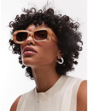 TOPSHOP – athens – rechteckige sonnenbrille - Schwarz