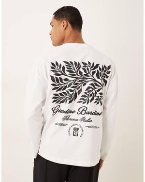 ASOS Heavyweight 240g Relaxed Fit Long Sleeved T-shirt With Leaf Print - Natural