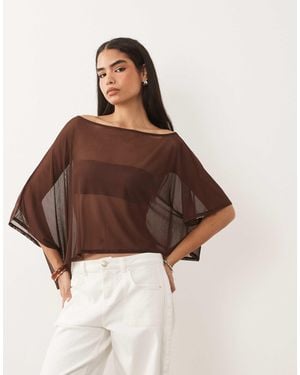 ASOS Mesh Sheer Cape Top - Brown