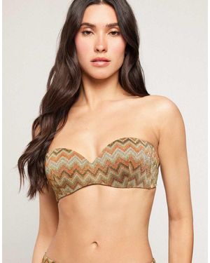 Tezenis Luxury Chevron Padded Bandeau Bikini Top - Natural