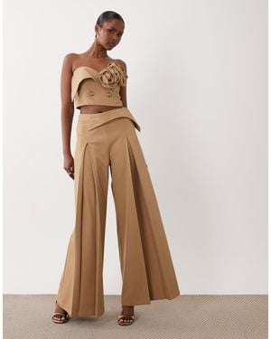 ASOS Elegante Broek Met Taillebanddetail - Naturel