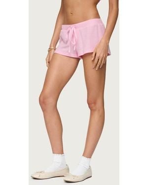 Edikted Teddy Waffle Shorts - Pink